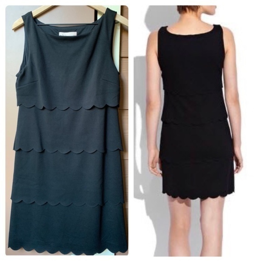 NWT Philosophy Scalloped Layered Black Shift Dress LBD Classic Capsule Luxury - Picture 1 of 15